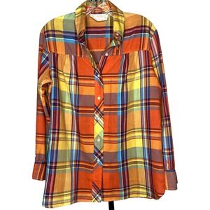 Vintage Sears Shirt womens size 14 Plaid Perma-Prest Button Down Shirt 70s 80s